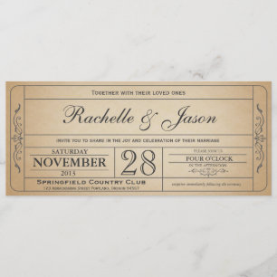 Vintage Mariage Billet Invitation