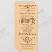 Vintage Mariage Billet Invitation (Devant / Derrière)