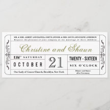 Vintage Mariage Billetterie Invitation en vert oli