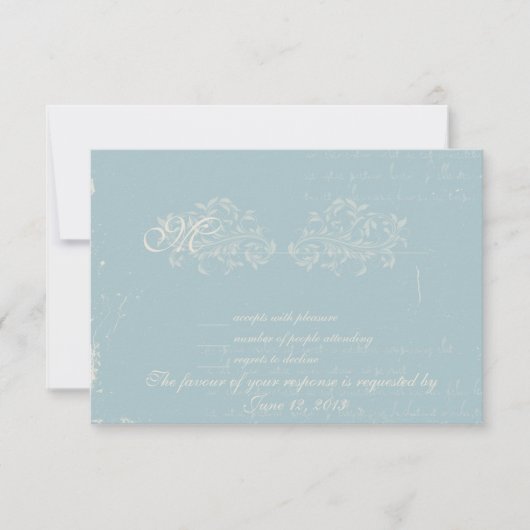 Vintage mariage damassé RSVP Blue (Devant)
