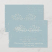 Vintage mariage damassé RSVP Blue (Devant / Derrière)