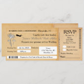 Vintage Mariage Destination Ticket Invitation RSVP (Devant / Derrière)