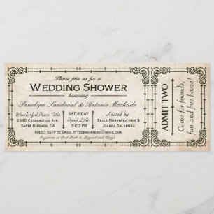Vintage Mariage Douche Billet Invitations I