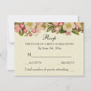 Vintage mariage élégant RSVP fleurs cerises