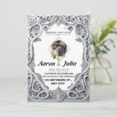 Vintage mariage enregistrer la carte d'invitation (Debout devant)