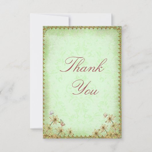 Vintage Mariage vert Floral Merci (Devant)