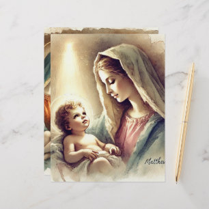 Vintage Marie & Bébé Jésus Nativité Papier papier