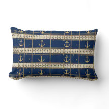 Vintage Maritiem Navy Blauwe Strepen Anker Touw Ku