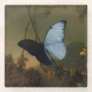 Vintage Martin Johnson Heade Blue Morpho Butterfly Glazen Onderzetter