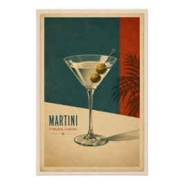 Vintage Martini Cocktail Retro Mid-Century Modern Perfect Poster