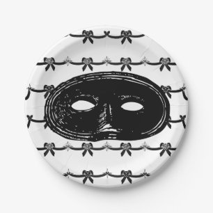 Vintage maskerbalmasker papieren bordje