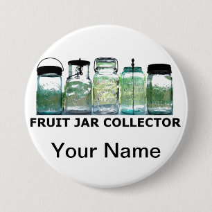 Vintage Mason Jar Fruit Jars Collector Club Show Ronde Button 7,6 Cm