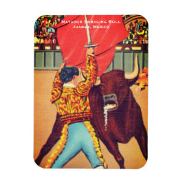 Vintage Matador met Cape en Stier, Juarez, Mexico Magneet
