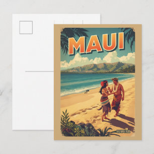 Vintage Maui hawaïaanse tropische strand souvenirs Briefkaart