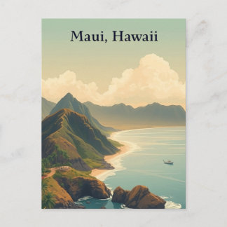 Vintage Maui, Hawaii Travel Illustration Briefkaart