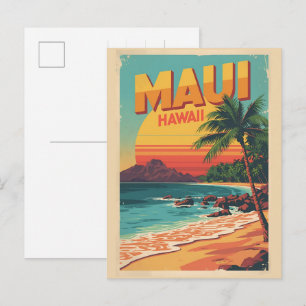 Vintage Maui hawaii tropisch strand souvenirs cade Briefkaart