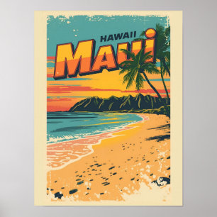 Vintage Maui hawaii tropisch strand souvenirs cade Poster