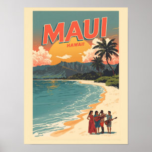 Vintage Maui hawaii tropisch strand souvenirs cade Poster