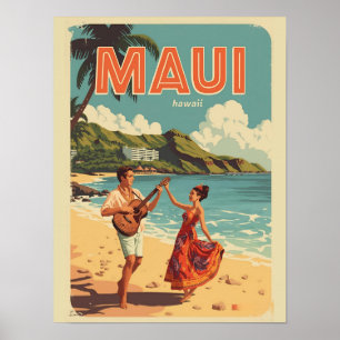 Vintage Maui hawaii tropisch strand souvenirs cade Poster