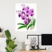 Vintage Mauve Paars Agenta Orchid Flower Poster (Thuiskantoor)
