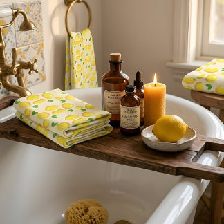 Vintage Mediterranean Yellow Lemon Pattern