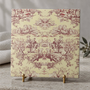 Vintage meer geel rood toile de jouy monogram tegeltje