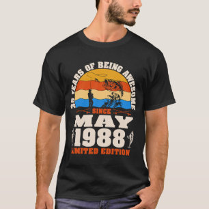 Vintage mei 1988 35 jaar oud Gevist 35e geboorte T-shirt