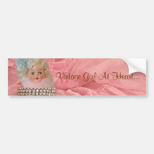 Vintage Meisje in Hart... Bumpersticker