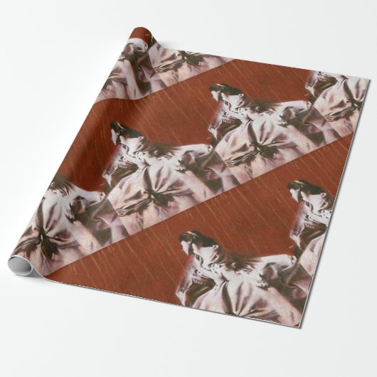 Vintage meisje in witte trouwverpakking cadeaupapier (Uitgerold)