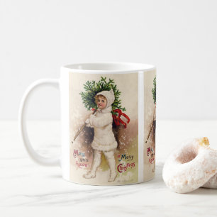 Vintage meisje met kerstboom, Ellen Clapsaddle Koffiemok