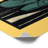 Vintage meisje op waterlelie bloemen, vlinder post poster (Hoek)