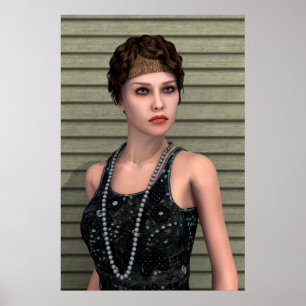 Vintage Meisje Poster