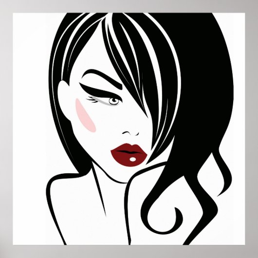 Vintage meisje rode lippen poster (Voorkant)