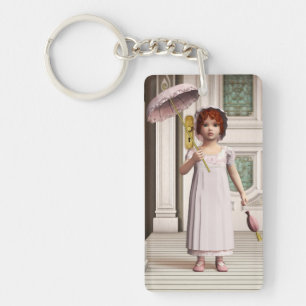Vintage Meisje - Zoete Retro Victoriaanse Stijl Ku Sleutelhanger