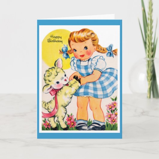 Vintage meisjeswenskaart kaart (Voorkant)