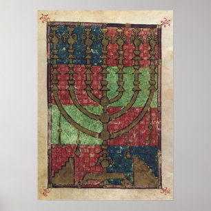 Vintage Menorah, Feest van het Licht Gelukkig Hanu Poster