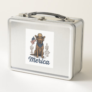 Vintage Merica Cowboy Hond Amerikaanse Vlag T-shir
