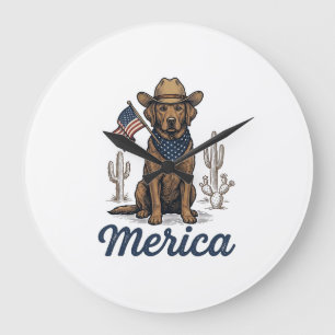 Vintage Merica Cowboy Hond Amerikaanse Vlag T-shir Grote Klok