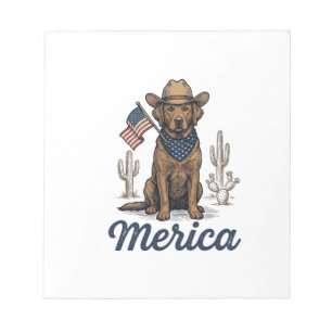 Vintage Merica Cowboy Hond Amerikaanse Vlag T-shir Notitieblok