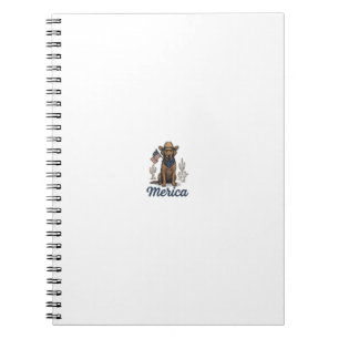 Vintage Merica Cowboy Hond Amerikaanse Vlag T-shir Notitieboek