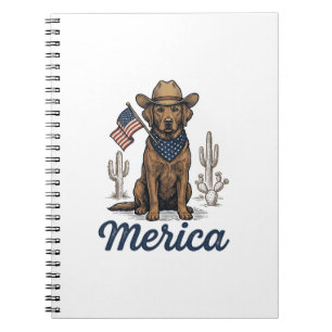 Vintage Merica Cowboy Hond Amerikaanse Vlag T-shir Notitieboek