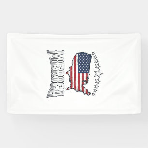 Vintage Merica Patriottische Vlag Kaart Shirt Ontw Spandoek