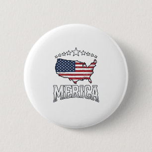 Vintage Merica Patriottische Vlag Landkaart Shirt Ronde Button 5,7 Cm