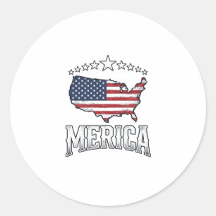 Vintage Merica Patriottische Vlag Landkaart Shirt Ronde Sticker