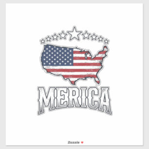 Vintage Merica Patriottische Vlag Landkaart Shirt Sticker