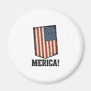 Vintage Merica Vlag Patriottisch Grafisch T-shirt_ Magneet