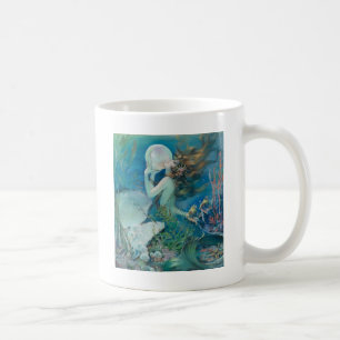 Vintage Mermaid Holding Pearl Koffiemok