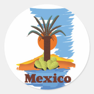 Vintage Mexicaans Palm cartooneske T-shirt Ronde Sticker