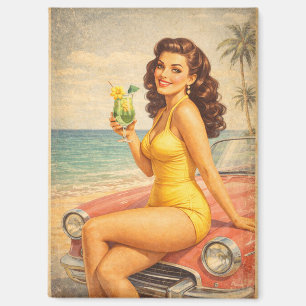 Vintage Miami Beach Pin-Up Girl Magneet