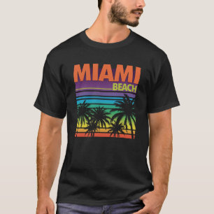 Vintage Miami Beach Zonsondergang Palmboom Retro 8 T-shirt